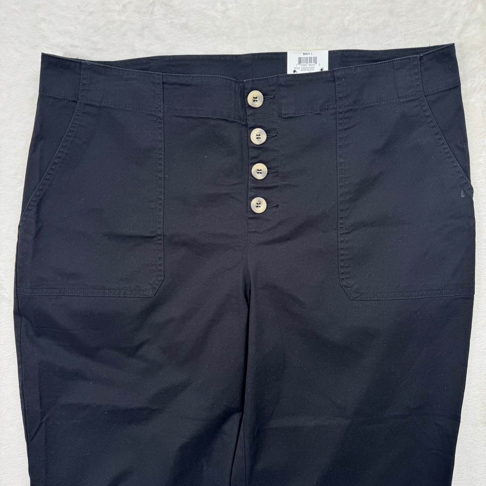 NWT INC International Concepts Pants Womens 18W Black Brit I‎ Wide Crop Button - Picture 2 of 13
